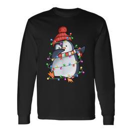 Lustiger Pinguin Weihnachten Dabbing Black Langarmshirts - Seseable