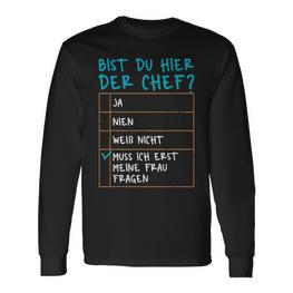 Men's Bist Du Hier Der Chef Bist Du Hier Der Chef Black Langarmshirts - Seseable