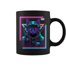 Cyberpunk Cat Kitty Punker Futuristic Cyber Punk Tassen - Seseable