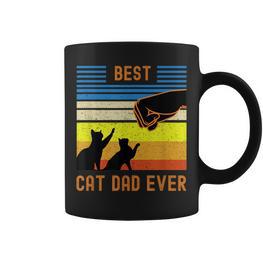 Best Cat Dad Ever Vintage Retro Cat Fist Bump Tassen - Seseable