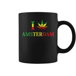 I Love Amsterdam Hemp Leaf Reggae Kiffer Tassen - Seseable