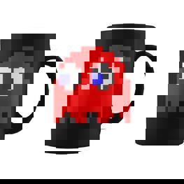 Retro Pixel-Art Geist-Tassen in Schwarz, Vintage Design Tee - Seseable