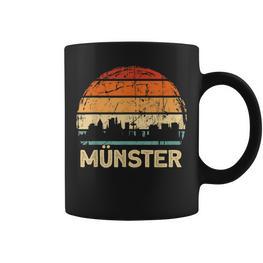 Vintage Münster Skyline Sonnenuntergang Tassen, Retro Design Tee - Seseable