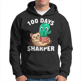 100 Tage Schärfer Kaktus 100 Tage Schärfer 100 Schultag Hoodie - Seseable