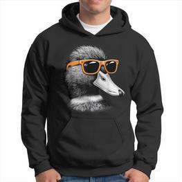 Coole Stockente Mit Sonnenbrille Grafikkunst Hoodie - Seseable