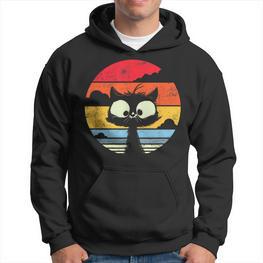 Cute Retro Vintage Cat Sunset Cats Vintage Hoodie - Seseable