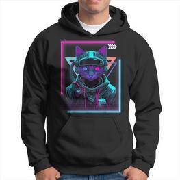 Cyberpunk Cat Kitty Punker Futuristic Cyber Punk Hoodie - Seseable