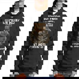 Guten Morgen Ganz Dünnes Eis- Morgenmuffel Cat Black Hoodie - Seseable