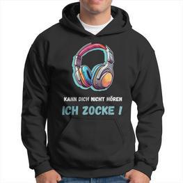 Kann Dich Nicht Hören Ich Zocke Hoodie für Gamer, Schwarzes Gaming Tee - Seseable