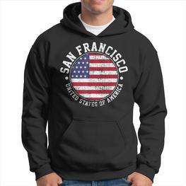 San Francisco USA-Flaggen-Design Schwarz Hoodie, Städteliebe Mode - Seseable