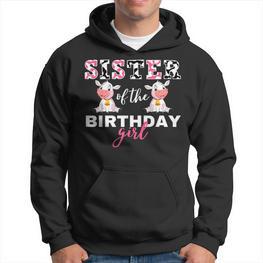 Schwester des Geburtstagsmädchens Kuh Bauernhof-Party Hoodie - Seseable