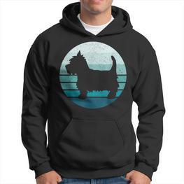 West Highland Terrier Westie Blue Retro Moon Hoodie - Seseable