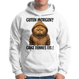 Saying Guten Morgen Ganz Thin Eis Cat White Hoodie - Seseable