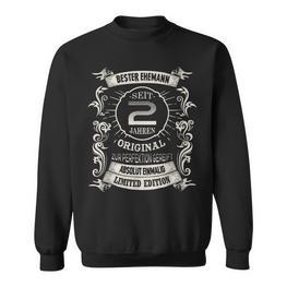 2 Wedding Anniversary Best Husband Seit 2 Jahren Cotton Wedding Sweatshirt - Seseable