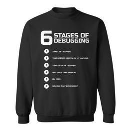 6 Stages Of Debugging Bug Coding Computer Programmer Sweatshirt - Seseable