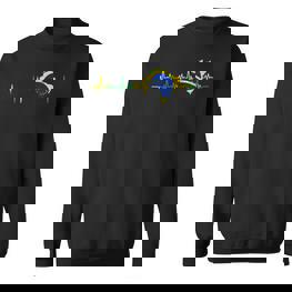 Brazil Flag Heartbeat Sweatshirt - Seseable