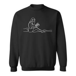 Buch One Line Kunst Zeichnen Lesen Sweatshirt - Seseable