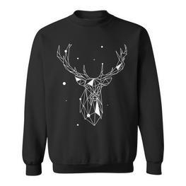 Hirsch Geometrisch Wildtier Black S Sweatshirt - Seseable