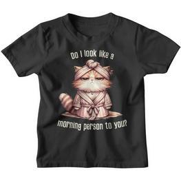 Katze Kein Morgenmensch Kinder Tshirt - Seseable