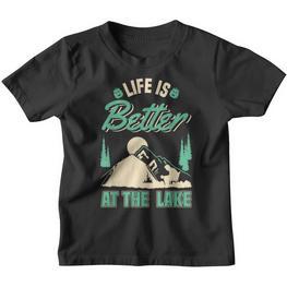Life Is Better At Lake Outdoor Fishing Bootfahren Segeln Kinder Tshirt - Seseable