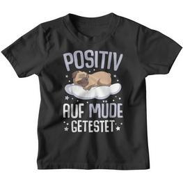 Pug Positiv Auf Müde Testet Kinder Tshirt - Seseable