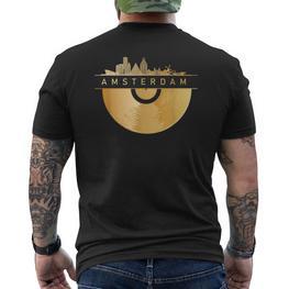 Amsterdam Skyline Musik Schallplatte Djintage Amsterdam T-Shirt mit Rückendruck - Seseable