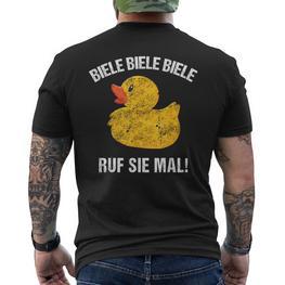 Biele Biele Biele Ruf Sie Mal Lüstige Ente Black T-Shirt mit Rückendruck - Seseable