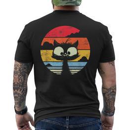 Cute Retro Vintage Cat Sunset Cats Vintage T-Shirt mit Rückendruck - Seseable