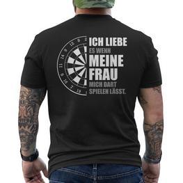 Dart Player Saying Ich Liebe Meine Frau Dart T-Shirt mit Rückendruck - Seseable