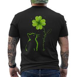 Du Bist Mein Glücksbringer Cat Clover St Patrick Black T-Shirt mit Rückendruck - Seseable