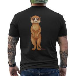 Erdmännchen Schwarzes Kurzärmliges Herren-T-Kurzärmliges Herren-T-Shirt – Süßes Motiv für Tierliebhaber - Seseable