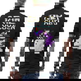Gamer Cousin Einhorn Pixel Geschenk Multiplayer Nerd Geek T-Shirt mit Rückendruck - Seseable