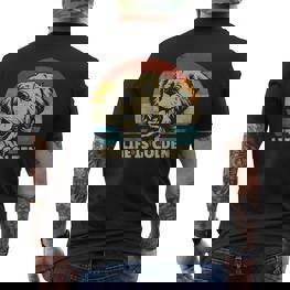 Golden Retriever Dog Life Is Golden Retro Vintage T-Shirt mit Rückendruck - Seseable