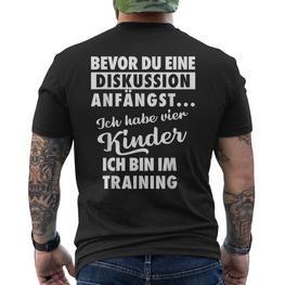 Ich Habe Vier Kinder Fater Und Kinder T-Shirt mit Rückendruck - Seseable