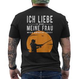 Ich Liebe Es Wenn Meine Frau Mich Angeln Gehlassen T-Shirt mit Rückendruck - Seseable