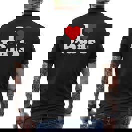 Ich Liebe Herz Paris France T-Shirt mit Rückendruck - Seseable