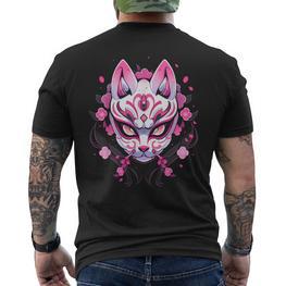 Japanese Sakura Mask Anime Manga Techwear Kawaii T-Shirt mit Rückendruck - Seseable