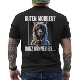 Lama Kaffee Morgenschen Guten Morgen Ganz Thinnes Ice Cream T-Shirt mit Rückendruck - Seseable