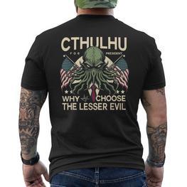 Lustige Wahlen 2024 Cthulhu Für Präsident T-Shirt mit Rückendruck - Seseable