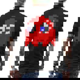Retro Pixel-Art Geist-Kurzärmliges Herren-T-Kurzärmliges Herren-T-Shirt in Schwarz, Vintage Design Tee - Seseable