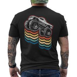 Retro Vintage Monster Truck Retro Silhouette For Boys T-Shirt mit Rückendruck - Seseable