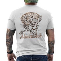 Trachten Almrausch Hirsch Steirische T-Shirt mit Rückendruck - Seseable