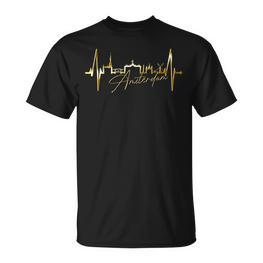 Amsterdam Skyline Netherlands Heartbeat Fan I Love Holland T-Shirt - Seseable