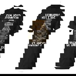 Guten Morgen Ganz Dünnes Eis- Morgenmuffel Cat Black T-Shirt - Seseable