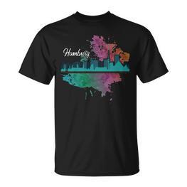 Hamburg Skyline Stadt Geschenk Für Hamburger T-Shirt - Seseable