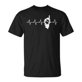 Korsika Corsica Flagge Fahne Heart Ecg Heartbeat T-Shirt - Seseable