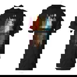 Schwarzes T-Shirt Waldspiegelung, Aquarell Design - Seseable