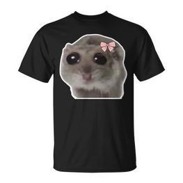 Trauriger Hamster Meme Hamster Mit Tränenden Augen T-Shirt - Seseable