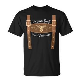 Wo Zum Deifi Is Mei Lederhosn Replacement Lederhose T-Shirt - Seseable