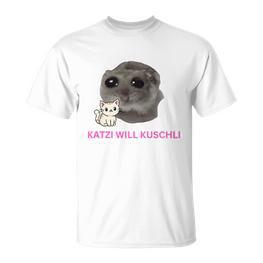 Katzi Will Kuschli Sad Hamster Meme T-Shirt - Seseable